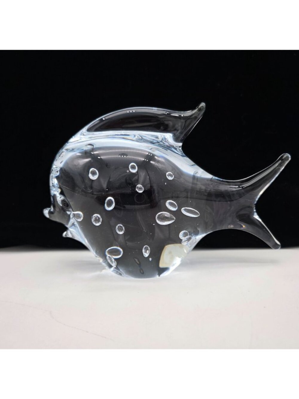 Signed Marcolin Sweden Art Glass Paperweight Fish Figure Bubbles 4.75" Tall - Picture 7 of 12